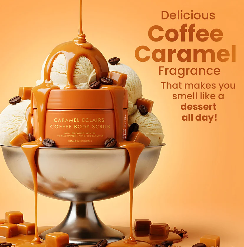 Caramel Eclairs Coffee Body Scrub - 175 g | 10% Coffee & AHAs - Image 5